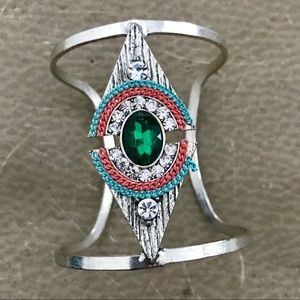 Jeweled Silver Cuff Bracelet